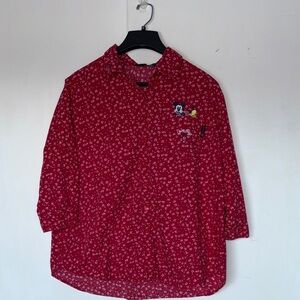 Disney Red Floral Button Down Vintage Shirt. 🌸Host Pick 🌸